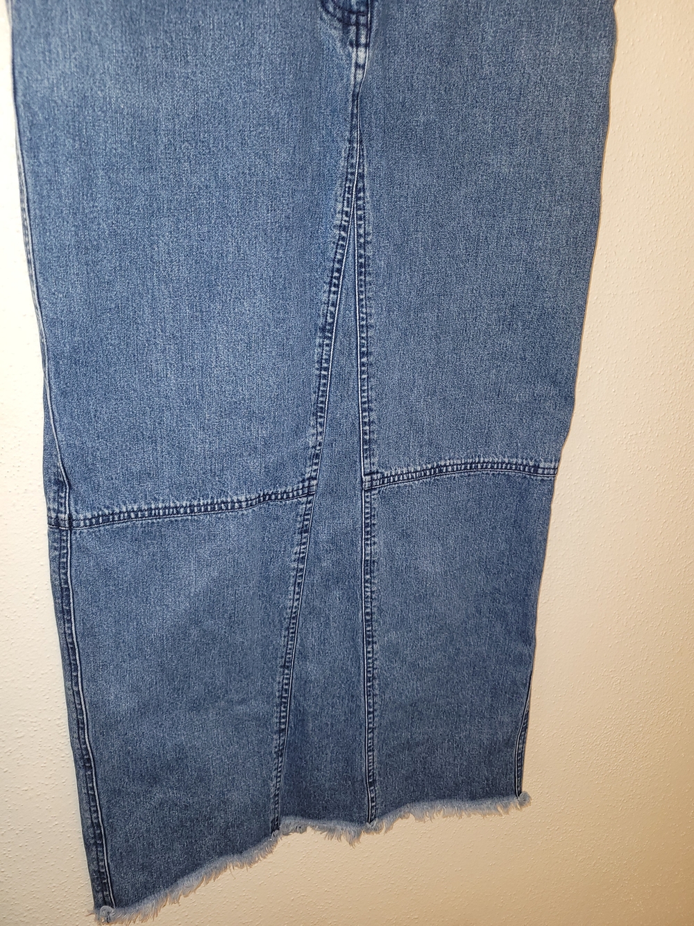 Lauren Jeans Co Ralph Lauren Denim Midi Skirt Raw Hem Blue Size 4 - Picture 4 of 8